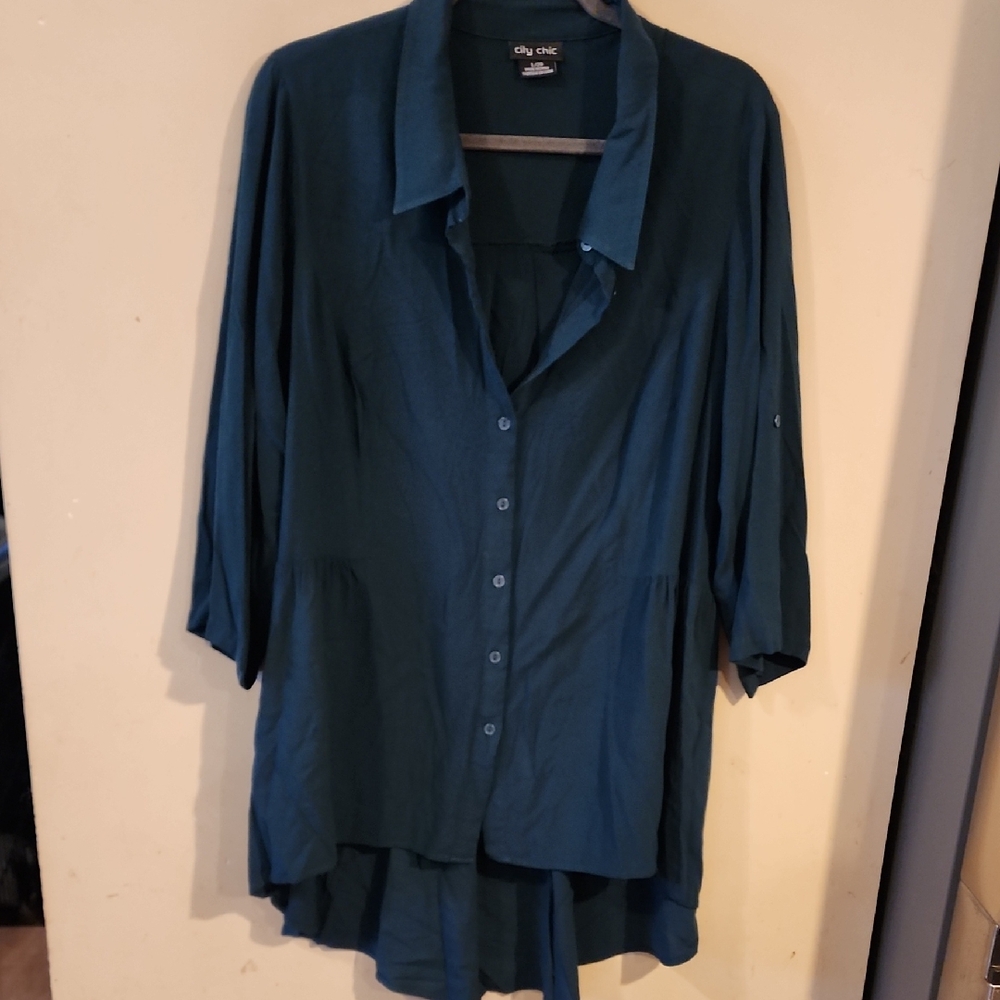 Chic Chic Size 20 Deep Teal Button-Down Women's S… - image 1